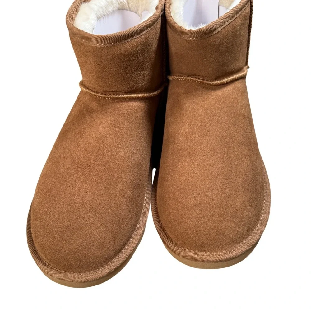 Clarks NIB Men 12 Suede Ankle Boot Tan Leather Indoor Outdoor Slipper Cozy Cloud